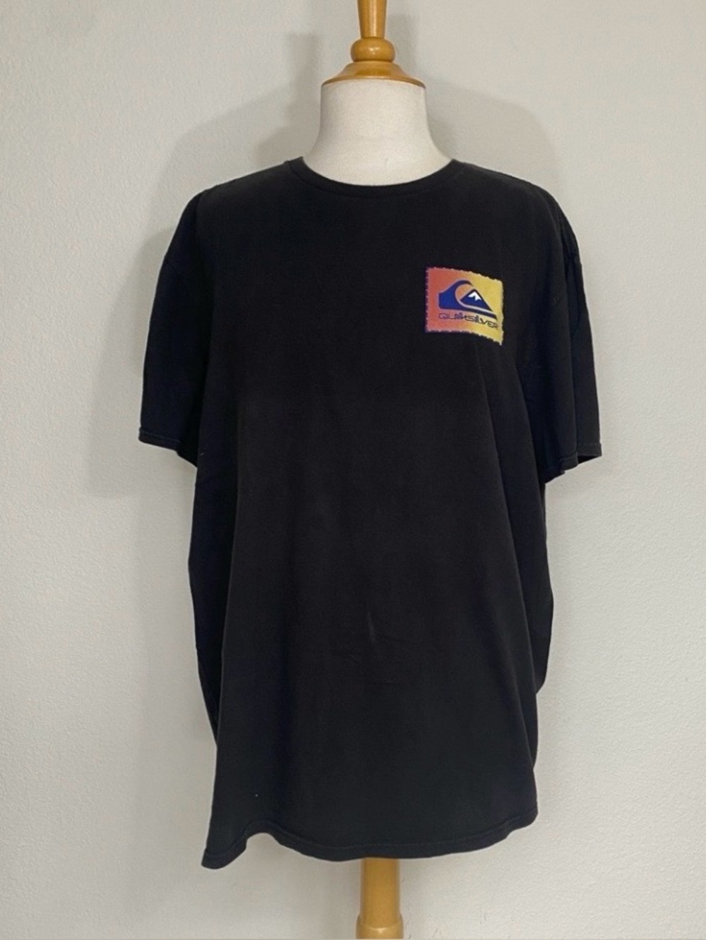 3/$25 Quiksilver Mens Black Crew 100% Cotton T-Shirt Size XL Casual Beach Skater